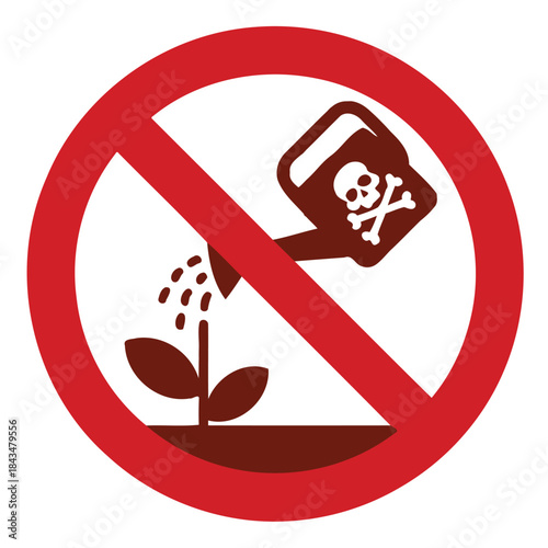Do not use toxic chemicals or harmful substances on delicate plants and ecological environments warning symbol