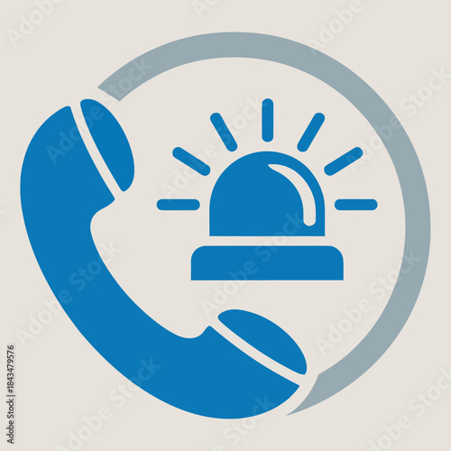 Emergency call service concept icon illustrating a critical help hotline with an urgent siren notification symbol