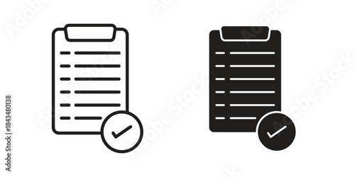 Summary icons. Solid black silhouette and line art outline. Minimal design element,
