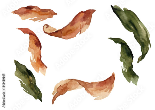 Watercolor-style Japanese soup stock illustration for Japanese cuisine／出汁・昆布・鰹節