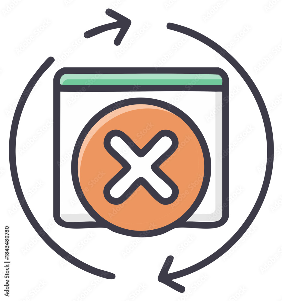 Obraz premium Refresh Action with Cancel Icon, Website Page Re-Loading, Repeating Process