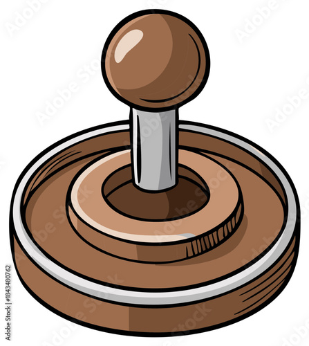 Retro Arcade Joystick with Brown Ball Top and Silver Stick