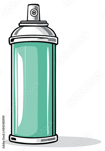Illustration of a Blue Green Aerosol Spray Can for Graffiti Art and Painting