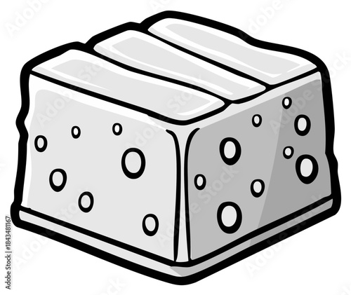 Cube of Cheese Illustration with Holes a Dairy Product Food for Breakfast and Lunch or Dinner