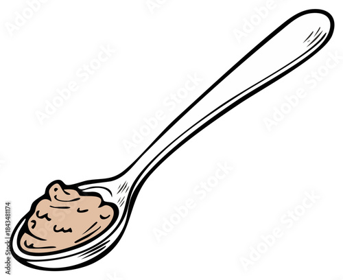 Cartoon Illustration of a Spoonful of Food