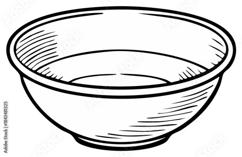 Hand-drawn sketch of an empty bowl with shading