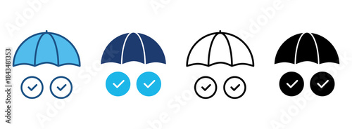 Insurance Icon Set With Multiple Styles. Vector Illustration