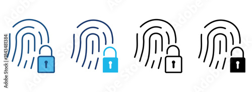 Fingerprint Icon Set With Multiple Styles. Vector Illustration