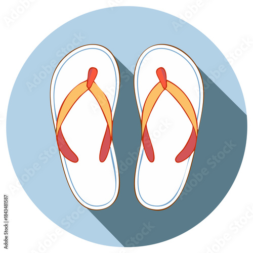 Illustration of a pair of flip flops in a circle, overhead view, isolated
