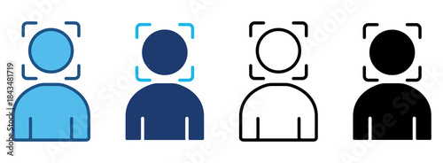 Face Detection Icon Set With Multiple Styles. Vector Illustration