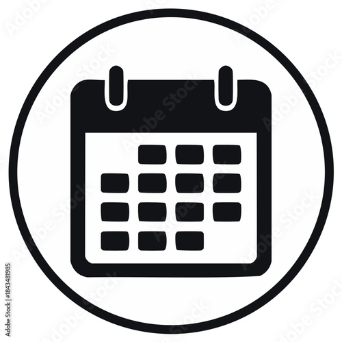Minimalist Calendar Icon Inside Circle Emphasizing Time Management Schedules and Planning for Important Dates