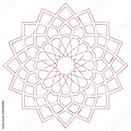 Intricate geometric design with symmetrical lines, circular ornament, and star shape pattern