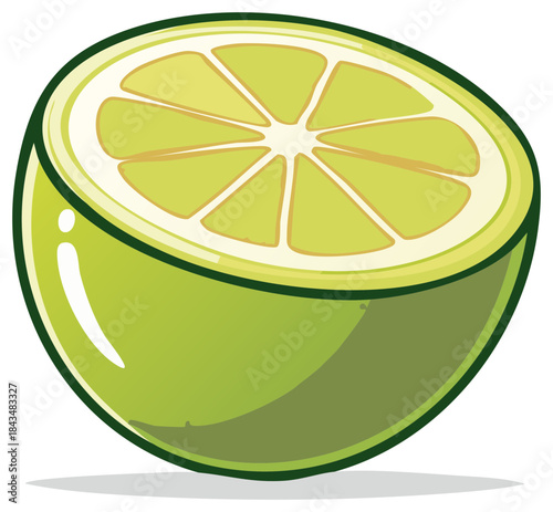 Vibrant green lime half illustration with juicy citrus pulp ready for refreshment