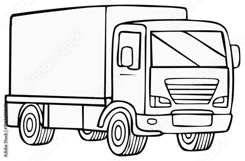 Outlined Delivery Truck Vector Illustration for Coloring and Educational Materials