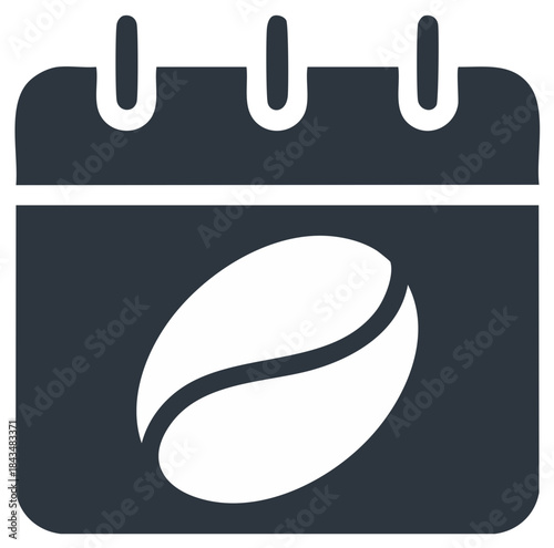 Coffee bean on a calendar, indicating a special day, event, or schedule.