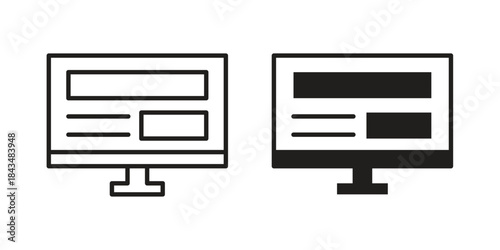 Web portal icons. Solid black silhouette and line art outline. Minimal design element,