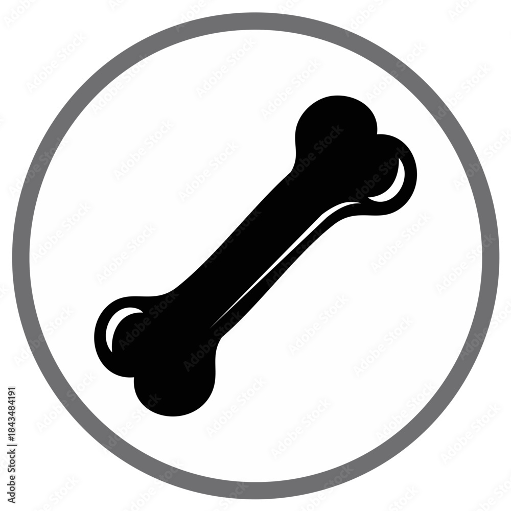 Fototapeta premium Simple Black Bone Icon in a Gray Circle Graphic Illustration