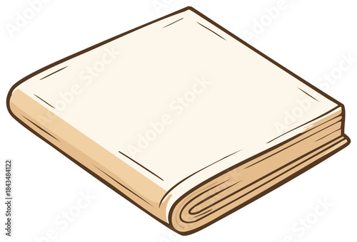 Cartoon Isometric Closed Book, Soft Cover Publication, Workbook or Blank Notebook