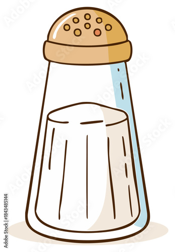 Cartoon Salt Shaker with Visible Granules Inside and Perforated Cap