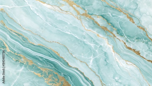 Soft aqua blue marble texture featuring gentle white and gold veining, forming a calm layered flow ideal for luxury backgrounds