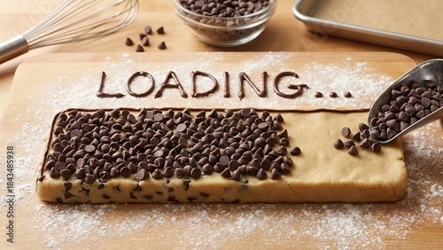 Creative Cookie Dough Loading Bar with Chocolate Chips, Symbolizing Progress and Anticipation in Baking.
