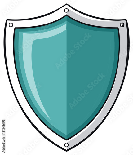 Security Symbol Protection Shield Isolated Icon Teal Vector Graphic Representation