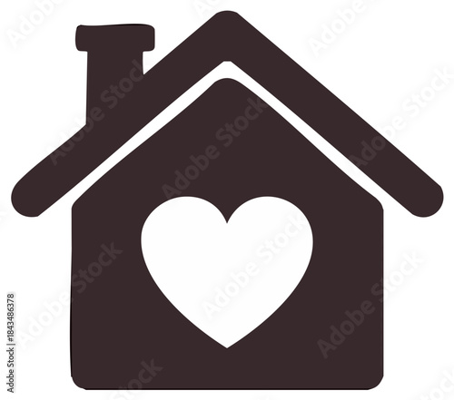 Simple House Icon with a Heart for Home Loan Real Estate or Affordable Housing