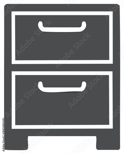 Icon of a two-drawer filing cabinet in a modern flat design style