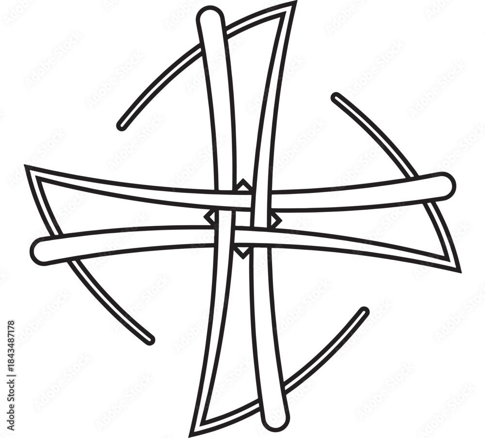 Fototapeta premium Abstract black line art design with interlocking shapes on transparent background silhouette