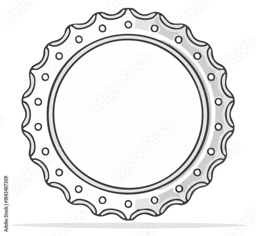 Bottle Cap Illustration Cartoon Style Vector Icon Drink Cap Metallic Crown Top View