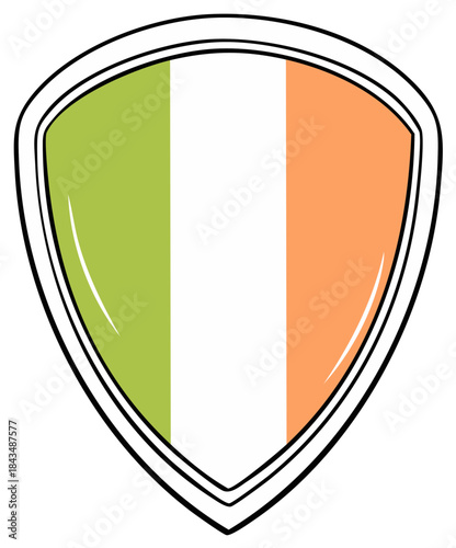 Free Download Shield emblem with green white and orange stripes representing national pride and heritage - GFXLoad