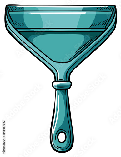 Blue Handled Squeegee Tool for Cleaning Surfaces with Curved Blade