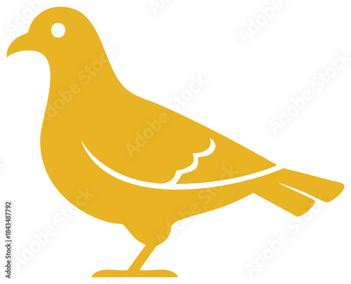 Golden Bird Illustration Standing Pigeon Icon Image Vector Illustration Flat Design Style Gold Simple