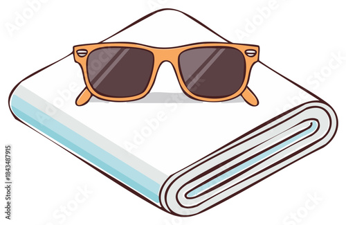 orange sunglasses on rolled towel clip art preview