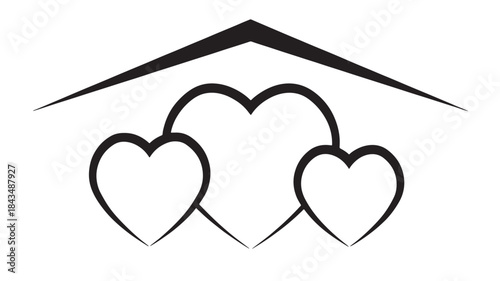 A house shape formed by hearts a loving home symbol on transparent background silhouette
