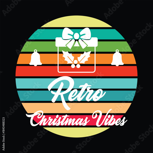 Retro Christmas Vibes  Vintage Sunset Holiday T‑Shirt Design