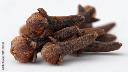 Aromatic Dried Cloves, Essential Spices for Cooking and Baking on a White Background