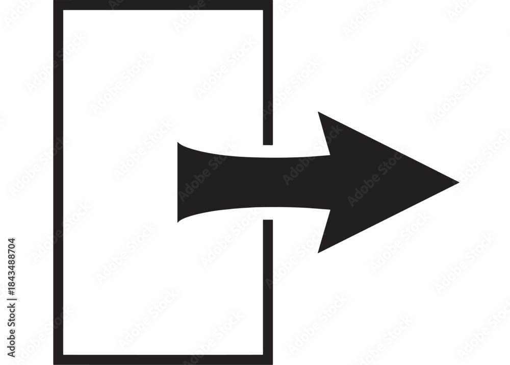 Obraz premium Black arrow pointing right within a rectangle simple design on transparent background silhouette