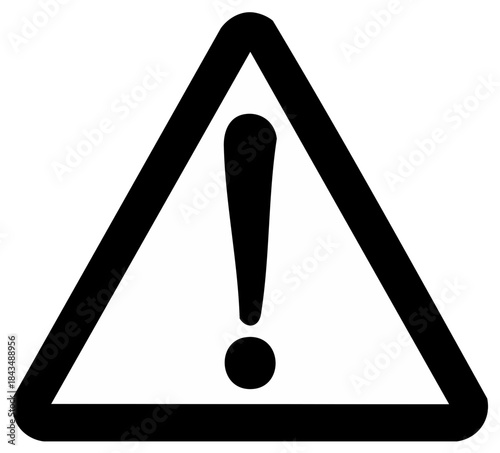 Black exclamation mark inside a triangular warning sign symbol with thick borders