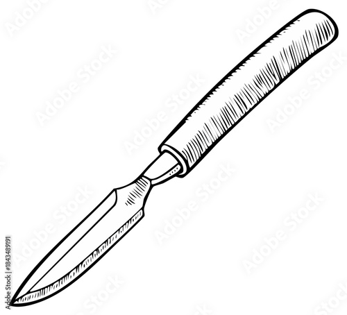 Medical surgical scalpel with a long handle illustration