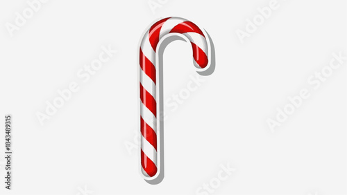 Vibrant candy cane on white background for Christmas decoration