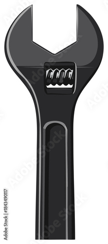 Adjustable Wrench Tool Illustration. Repair and Mechanical Equipment Vector Design