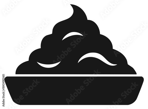 Pile of swirled food in a bowl icon simple black silhouette of mashed potatoes or cream
