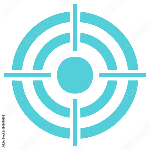 Turquoise Target Graphic: Aiming Symbol with Crosshairs, Precision Focus Icon for Marketing Concepts and Goals
