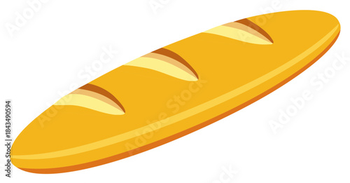 Simple vector illustration of a golden French baguette loaf of bread