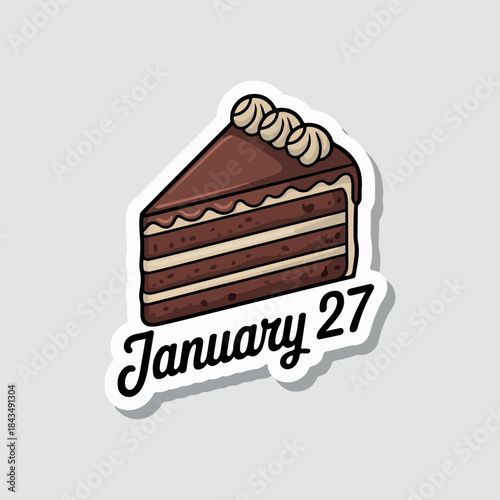 Delicious vector illustration of a sweet chocolate cake with cherry and cream, perfect for a birthday celebration or holiday dessert