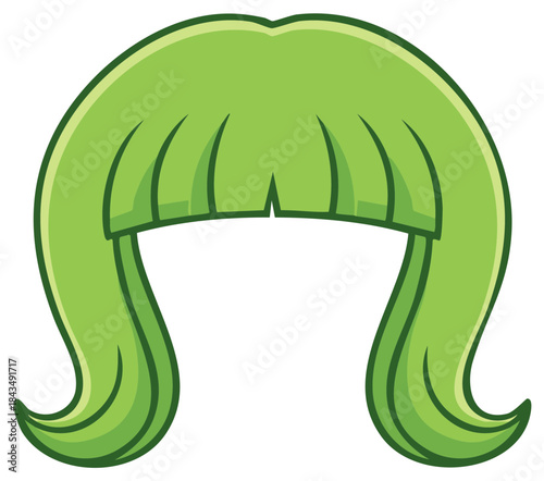 Fashionable lime green bob wig with fringe hairstyle vector illustration