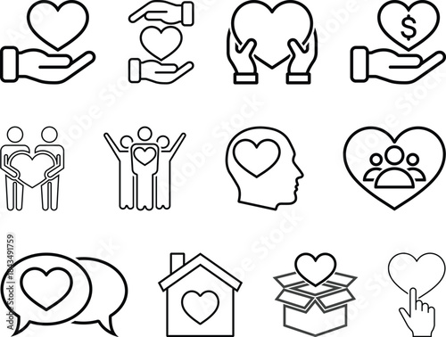 Love and Charity Line Icons Collection