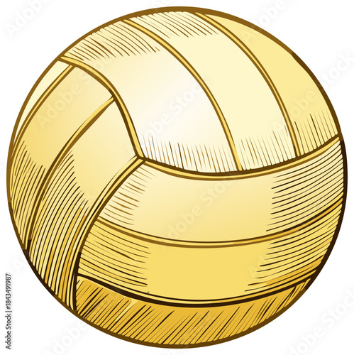 Golden volleyball sport equipment illustration for championship or award
