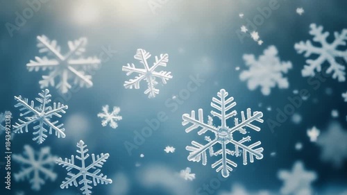 Delicate Snowflakes Drifting Gently in Air Cinematic Winter Motion Seamless 4K Loop